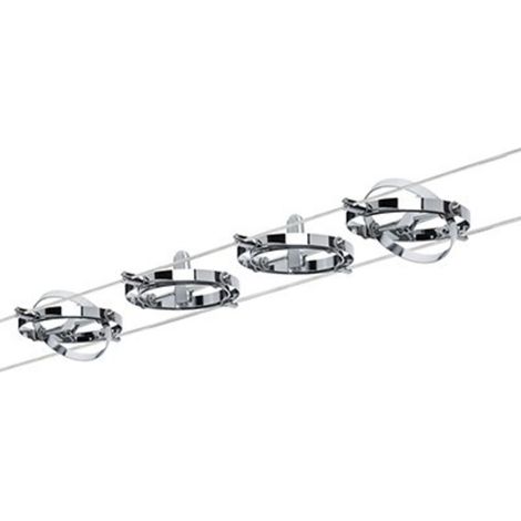 – Lampe sur câble 4 lumières GU5.3 40W LED – Métal chrome mat – Intensité variable – Montage mural possible (1/5)