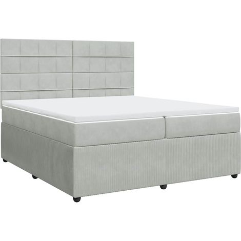 Maison Exclusive - Giroletto a Molle con Materasso Grigio Chiaro 200x200cm Velluto (1/5)