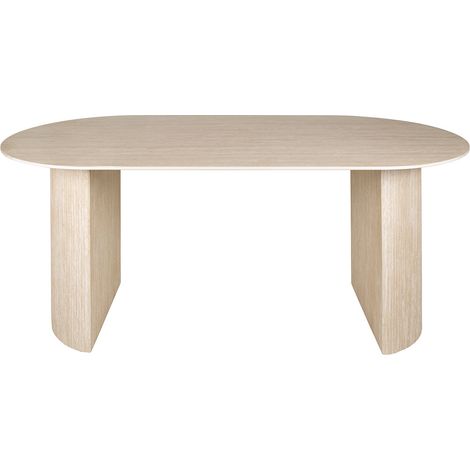 Lisa Design – Table à manger ovale en céramique effet travertin – 6 personnes – Dimensions 180x90cm – Pieds striés en MDF – Finition satinée