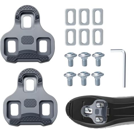 Pédales Vélo Route Compatibles pour Look Keo, Cales Chaussures Vélo, Angle Réglable 4.5°, pour Cyclistes de Route et Course(Gris) (1/5)