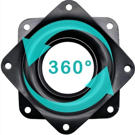 Plateau tournant monobloc carré de 10 cm (4 pouces) avec rotation à 360 degrés et roulements à billes en acier pour armoire de cuisine, comptoir, garde-manger (noir)