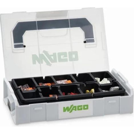WAGO Set di morsetti di collegamento 887-960  195 pezzi con diversi morsetti di collegamento e luci della serie 221, 224 e 2273 per tutti i tipi di conduttori, in pratica L-BOXX Mini