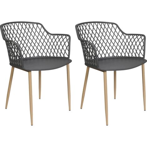 TRESSIE - Lot de 2 Fauteuils Gris avec Pieds Métalliques (1/5)
