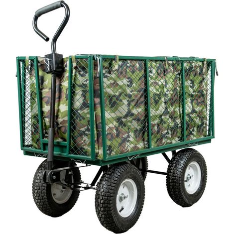 carrello da giardino pieghevole in acciaio euro garden con sacca e cestello 107x55x85 cm
