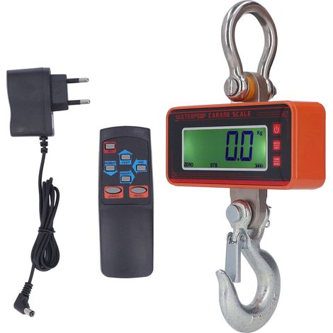 Pesuë numérique suspendue étanche 1000kg 2000lb, coque en alliage d'aluminium orange, balance de levage 100-240V prise UE (1/5)