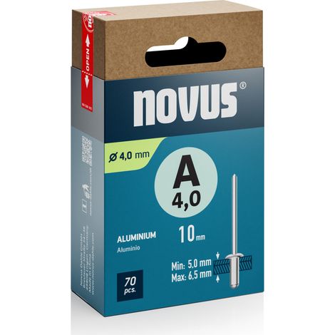Novus Blindnieten Typ A 4 x 10 mm Aluminium 70 Stück Blindnietzange