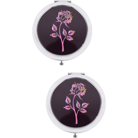 2pièces Miroir De Maquillage Métallique Pliable Compact Et Élégant Parfait pour Voyage Et Usage (1/5)
