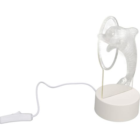 Lumière de nuit 3D Dolphin, lampe de bureau USB créative pour chambre et salon, veilleuse décorative innovante (1/5)