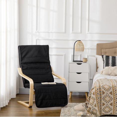 Sillón relax con reposapiés ajustable de abedul OKMYHOME (1/4)
