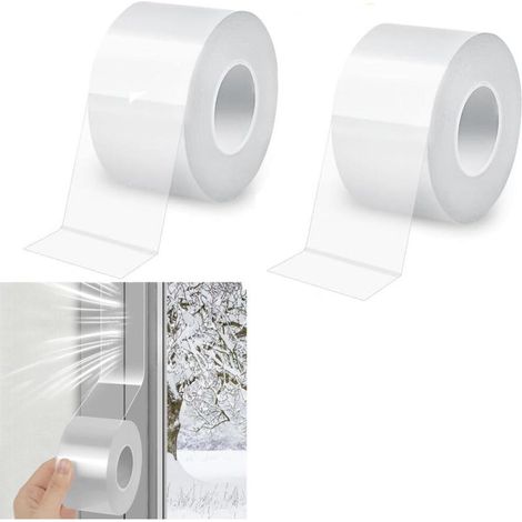 Joints de fenêtre en caoutchouc transparent anti-poussière et coupe-vent – 20 mm × 3 m, 2 rouleaux, couleur claire (1/5)