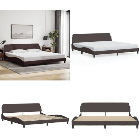 Bettgestell ohne Matratze Dunkelbraun 200x200 cm Stoff - Bettestel - Doppelbett - Holzrahmen - Massivholzbette - Lattenrost - Home & Living (1/5)