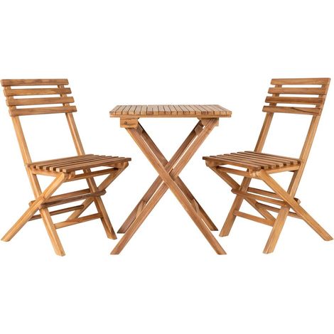 Cuenca Café-Set Set mit Tisch und 2 Stühlen Garten Teak.