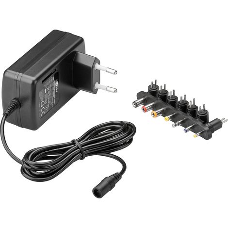 Alimentatore di rete universale 9-24 V con 8 adattatori DC, potenza massima 36 W, corrente fino a 1,5 A, compatibile con vari dispositivi elettronici (1/3)