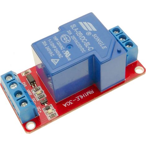 BeMatik - Circuit imprimé avec 1 relais 5/12/24V 30A bidirectionnel isolé DW-0025 (1/5)