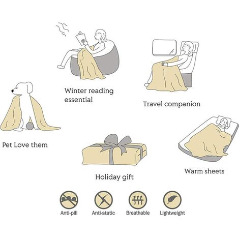Couvertures et plaids à pompons pour canapés-lits, couverture polaire douce, chaude, moelleuse et confortable pour enfants, adultes, chambre, canapé, voyage, chats, chiens (130 180 cm, camel)