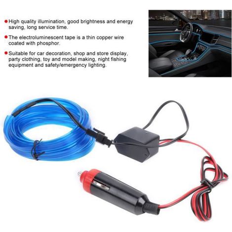 Bande LED de voiture - Dilwe - Tube de Fil - Bleu - 3 mètres - Économie d'énergie (1/4)