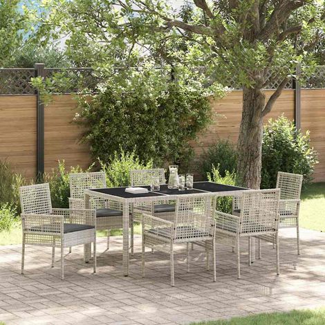 Ensemble de salle à manger pour jardin 7 pcs-Salon de jardin Gris clair 707531 (1/5)