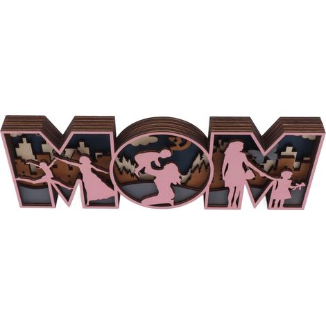 Lettres décoratives en bois, forme exquise et mignonne, « Maman », ornement pour la fête des mères (L) (1/5)
