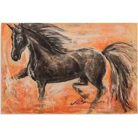 Tableau cheval noir 1 - 40 x 30 cm (1/4)