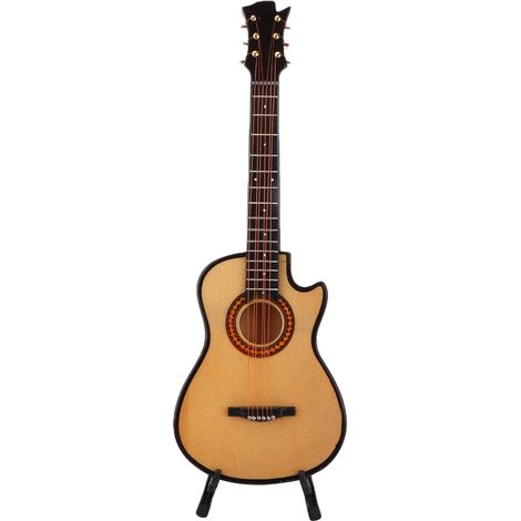 Modèle de guitare miniature en bois, réplique de guitare miniature avec support décoratif (1/5)