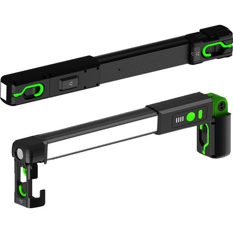 58 CM Lampe de Travail Led Rechargeable, 1200LM Lampe Mecanicien avec Crochets et Base Magnetique, 4400 mAh Baladeuse Led Mecanicien pour Reparation Auto, Atelier, Camping [Classe énergétique A+++]