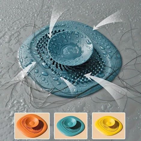 1 filtre de bonde, 10 cm, maille vortex, caoutchouc thermoplastique, anti-cheveux, pour lavabo/douche/évier (1/5)