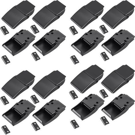 16 Pièces Loquet à Bascule, Fermeture à Levier Fer Fermoir de Tension Fermeture de Boîte Capuchon de Verrouillage pour Boîte à Outils pour Boîte,Cas Sans Serrure, Noir (1/5)