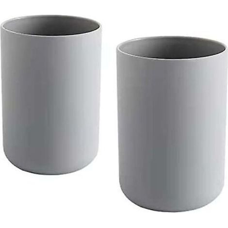 Vasos para cepillos de dientes, 2 piezas, Soporte para cepillos de dientes de baño, Taza, Vaso de plástico 300ml (Gris y Gris) (1/2)