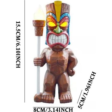 Décoration lumineuse solaire LED Tiki Light, figurine totem solaire, ornement, lampe de jardin LED, artisanat pour porche, pelouse, sentier (1/5)