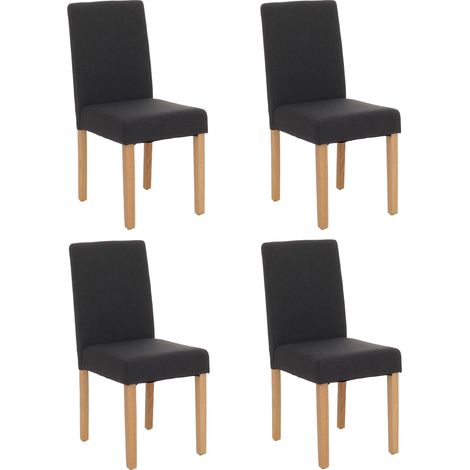 4er-Set Esszimmerstuhl Stuhl Küchenstuhl Littau Textil, schwarz, helle Beine