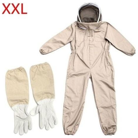 Tenue d'apiculture - Vêtement d'apiculture - Protection complète du corps - Gants pour débutants - Couleur café - Taille XXL-- (1/5)