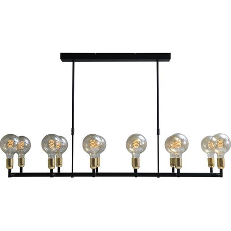 Lampe suspendue noire pour salle à manger Tube Luminaires dorés à 12 lumières - 205025 (1/3)
