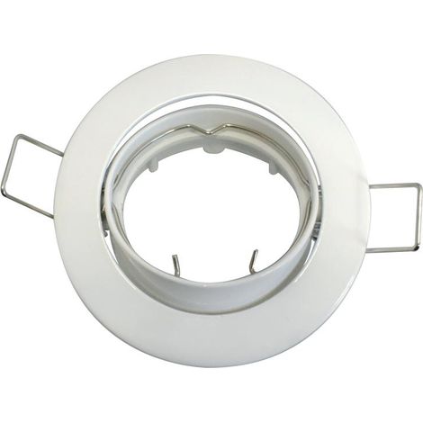 Lampesecoenergie – Support encastrable ronde orientable blanc pour ampoule GU10 – Fixation par ressort – Compatible avec spots de 50 mm – IP20