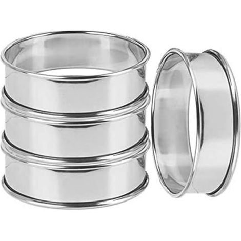 Lot de 4 cercles à crumpets en acier inoxydable antiadhésifs, outils de pâtisserie pour la maison (1/4)