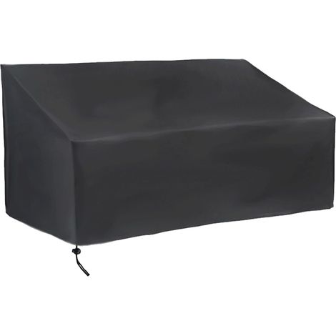 Housse de banc d'extérieur imperméable noire, 147 x 83 x 79 cm, housse de canapé à cordon, adaptée aux canapés et aux meubles (1/5)