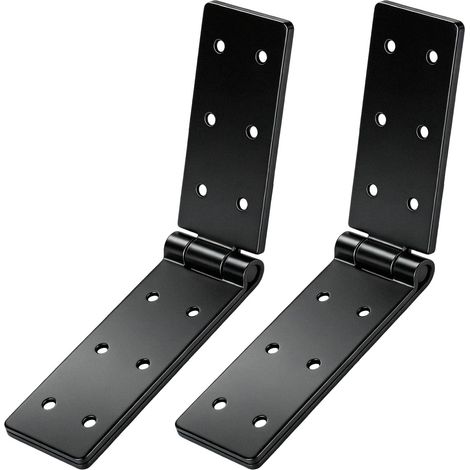 2 Pcs Charniere Porte Lourde, Charnières pour Portes Pliantes, Charnières Pliantes Noires, Connecteurs de Charnieres de Porte pour Jardin, Boîtes en Bois, Armoires, Meubles (1/5)