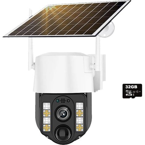 Caméra Solaire 4G, Sim, extérieure, détection de présence Humaine, sans Fil, alimentée par énergie, étanche, CCTV, sécurité à Domicile(4G Camera Add 32GB) (1/5)