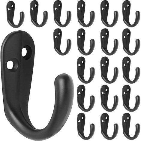 Juego de 20 ganchos de pared de una sola punta para colgar toallas, con 40 tornillos para bolsos, sombreros, gorras, bufandas y tazas. (1/5)