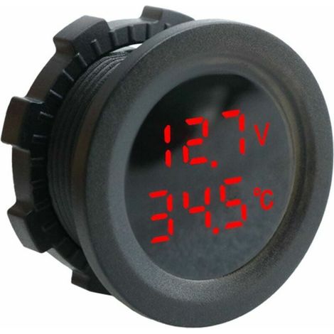Voltmètre Batterie - Capteur Température - Pour Véhicules 12 V - Affichage LED - Compatible Automobile et Moto - 1 Pièce (1/5)