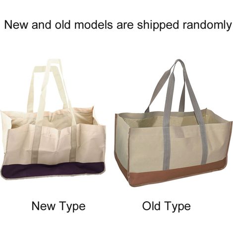 Sac de Transport pour Bois de Chauffage Large Capacité Oxford 600D (Khaki/Brun) - Support Transporteur Bûches Outdoor 64x30x33cm - 1 Unité