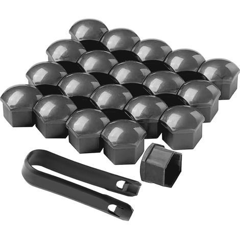 20 Pièces 21 mm Voiture Roue Cache-Écrous, Bouchon à Vis de Moyeu de Voiture Universel, Cache-Écrou de Pneu Hexagonal avec Outil de Retrait (Gris) (1/5)