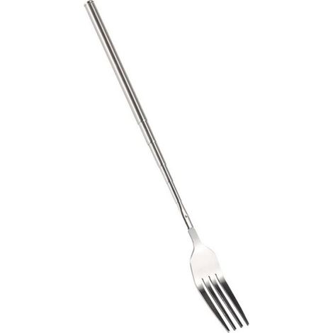 BBQ Fourchette RéTractable Fruits Dessert Long Manche Fourchette Vaisselle Creative Cuisine Fournitures Fourchette en Acier (1/4)