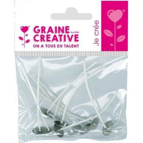 Mèches pour bougies - Avec pied métal - 7cm hauteur - Sachet de 10 pièces