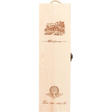 Caisse À Vin En Bois - Design Rétro Avec Couvercle Rabattable - Pour Bouteilles De Vin Rouge - Idéal Cadeau Et Transport - 1 Pièce (1/5)