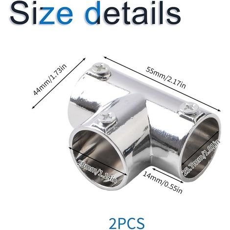 2PCS 1 pouce diamètre extérieur Cross tube clip, 3 voies structure joint tube, alliage de zinc métal Link Fence joint pièces raccords de rail angle