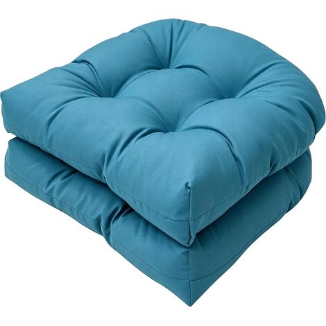 Lot de 2 coussins de chaise d'extérieur imperméables Bleu 48 x 48 cm (1/5)