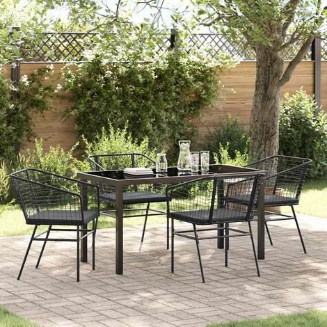 Garten Essgruppe 5 pcs Schwarz Poly-Rattan (1/5)
