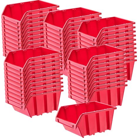 Aufbewahrungsbox, strapazierfähiger Kunststoff, modulares Design, rot (1/5)