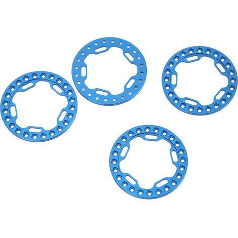 Satz von 4 1,9 Zoll Außenringen aus hochverschleißfester, CNC-gefräster Aluminiumlegierung für 1/10 RC-Cars (blau). (1/5)