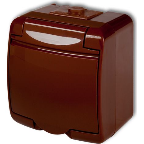 Prise simple junior avec/sans (cache marron) marron IP54 4GHE-1